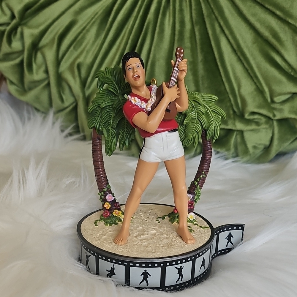 Tropical Guitarist Figurine with Palm Trees